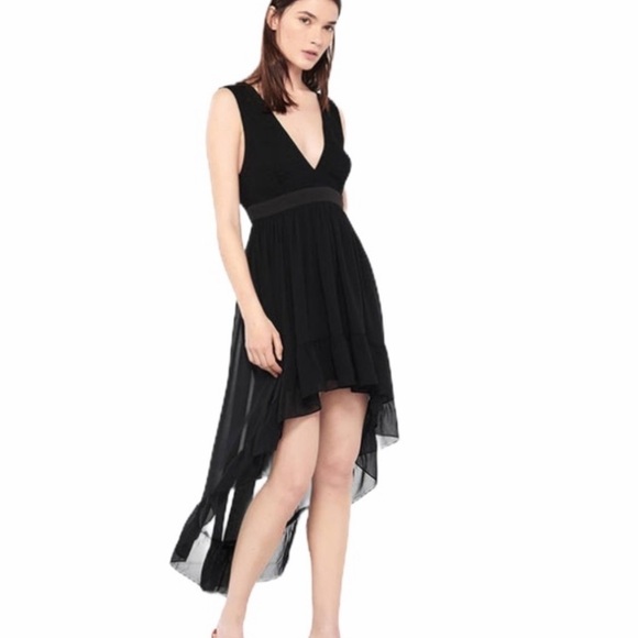 NWT Sandro Paris Black Formal Dress Sleeveless Deep V Small - Picture 1 of 16